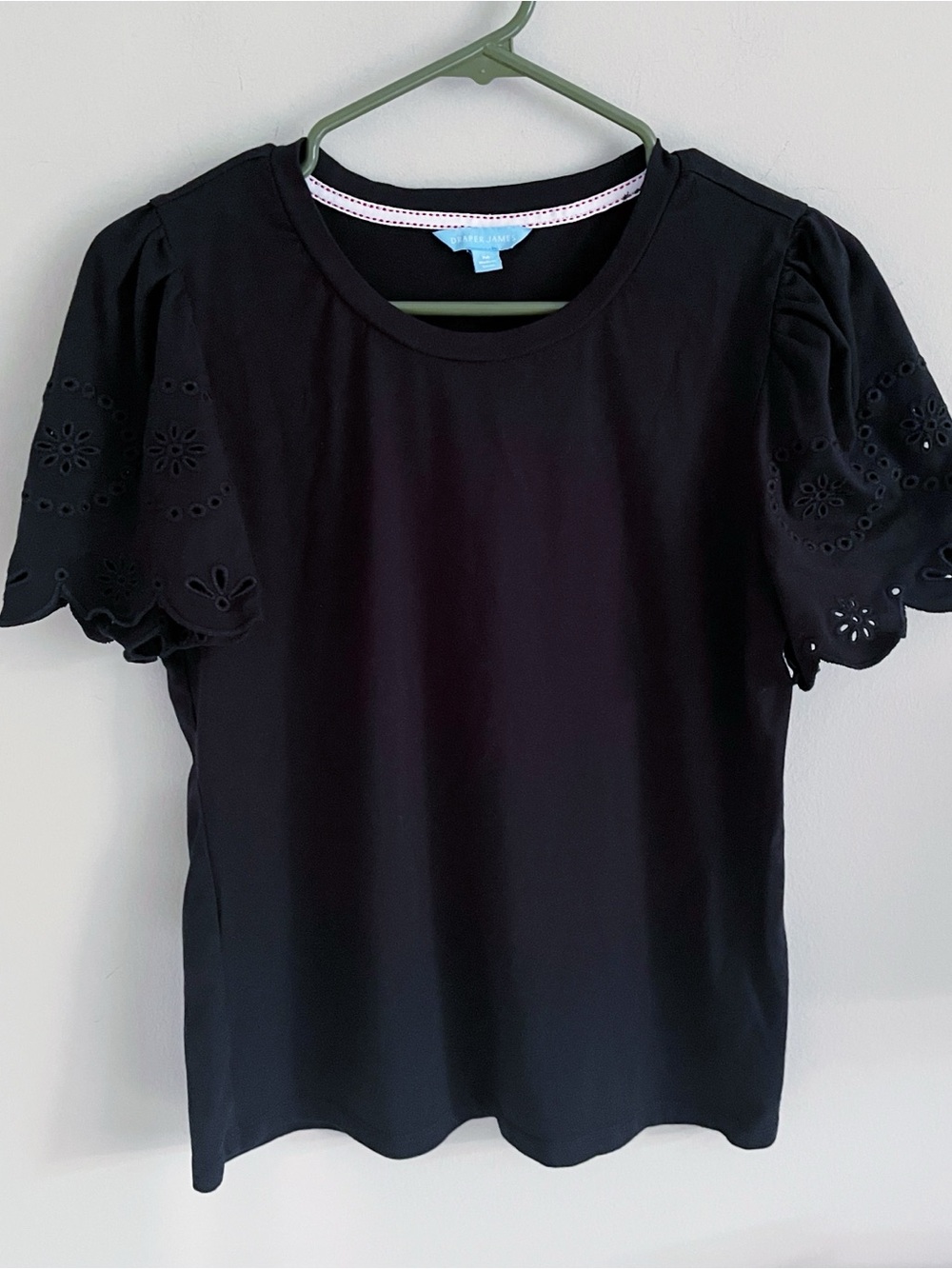 Draper James black short sleeve eyelet top